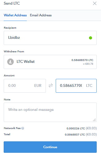 Coinbase převod LTC na peněženku