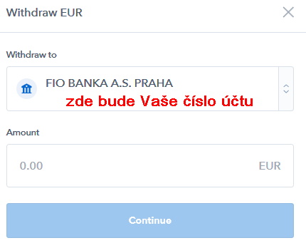 Coinbase zadání částky výběru na bankovní účet