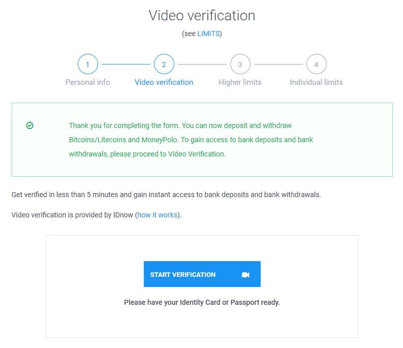 CoinMate verifikace účtu, video hovor