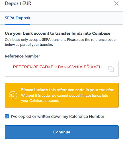 Coinbase vklad