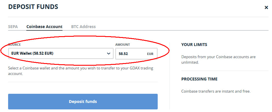 Gdax depozit z Coinbase