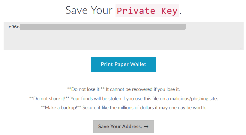 MyEtherWallet private key