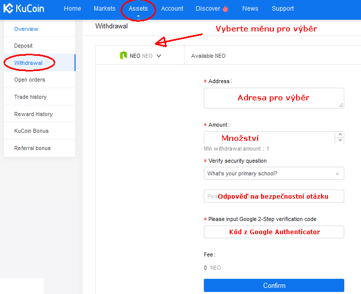 Kucoin výběr