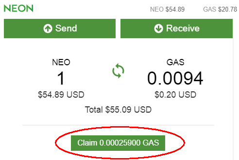Neon wallet claim Gas