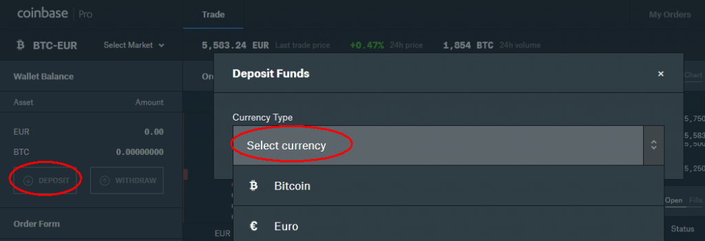 Coinbase Pro vklad