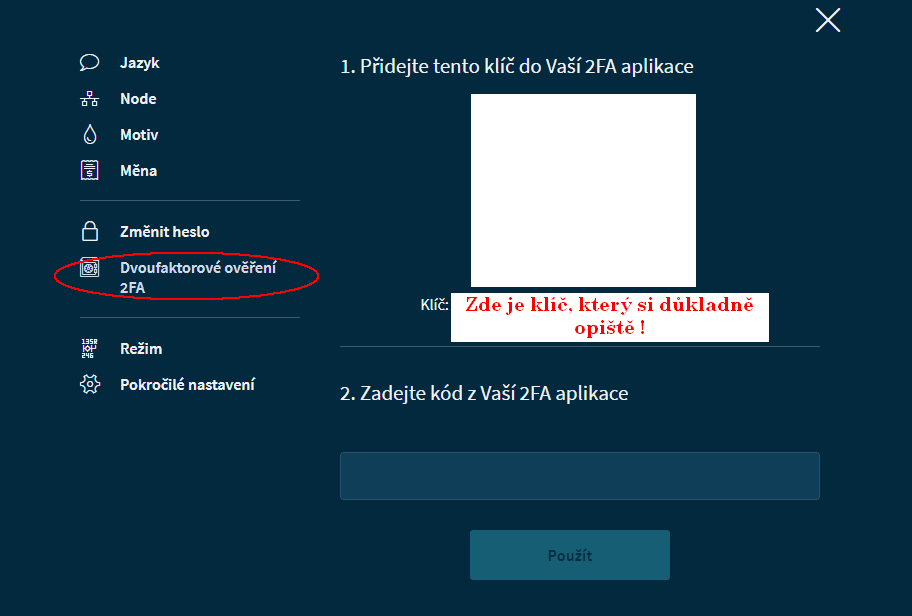 Trinity Wallet zabezpečení 2FA