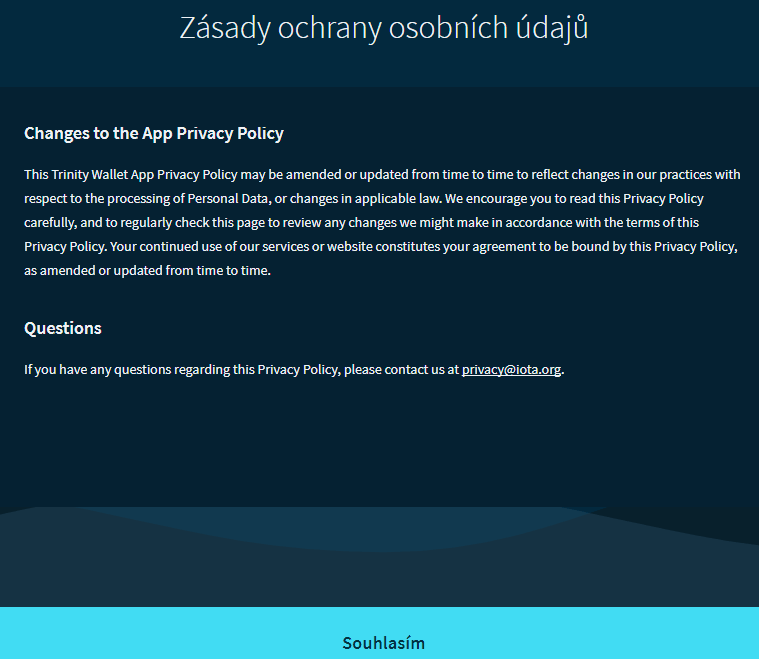 Trinity Wallet zpracování osobních údajů