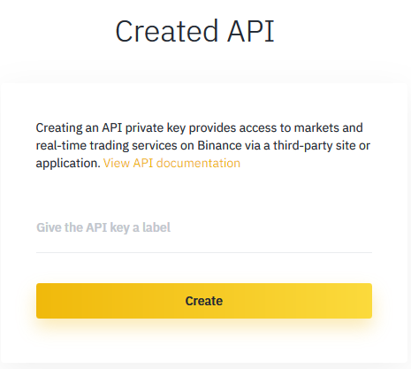 Binance API Create