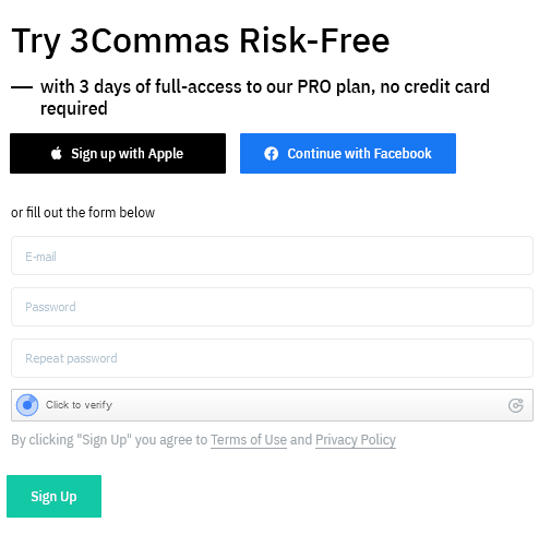 3commas - registrace